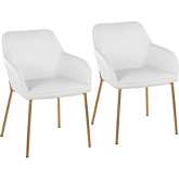 Daniella Dining Chair in White Leatherette & Gold Steel (Set of 2)